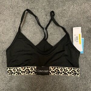 Calvin Klein underwear black with animal cheetah print band bralette
